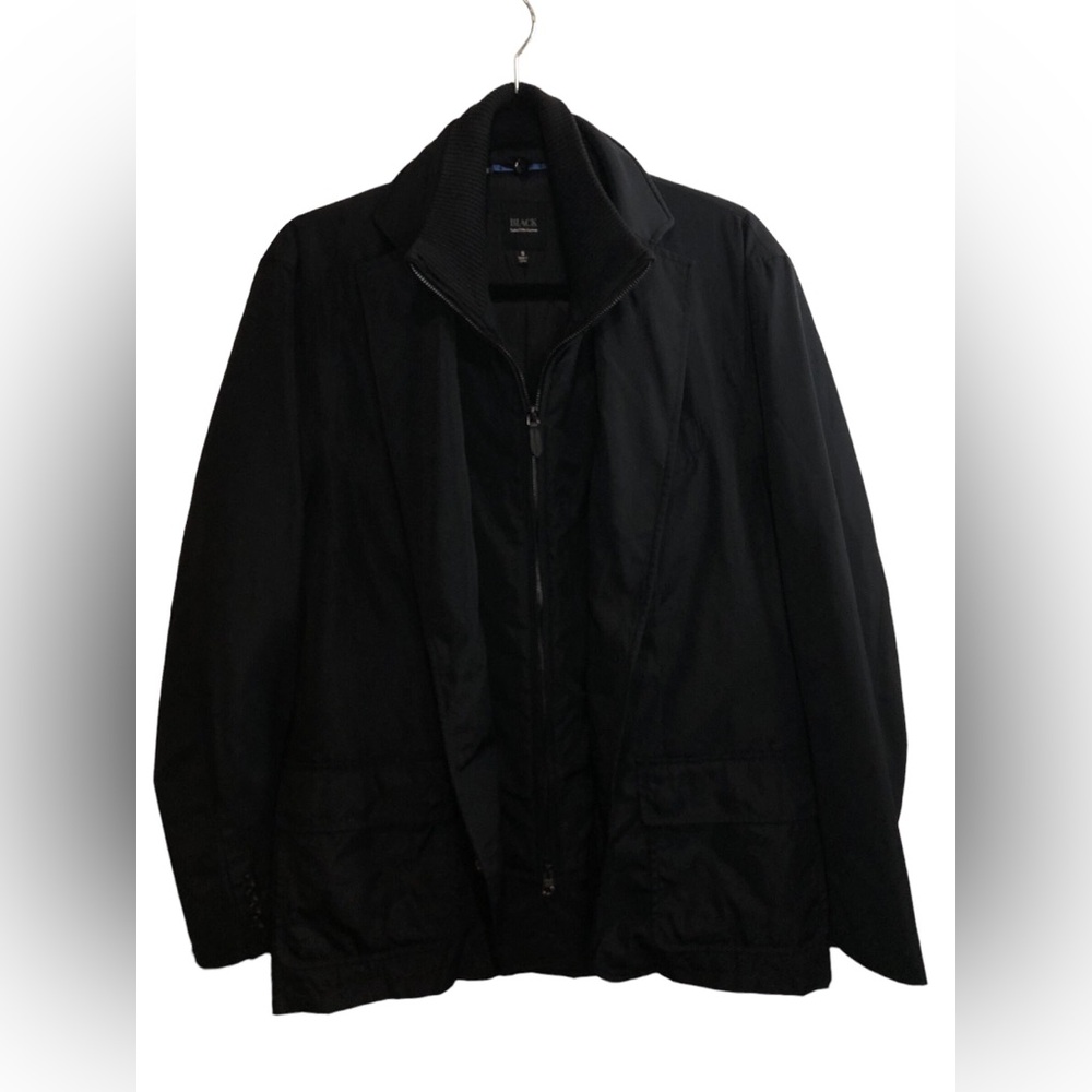 Black Saks Fifth Avenue Water Repellent Blazer Coat Jacket Mens Small Workwear - Picture 4 of 14